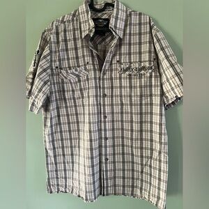 Harley-Davidson Men's Checkered Shirt - Black and White
